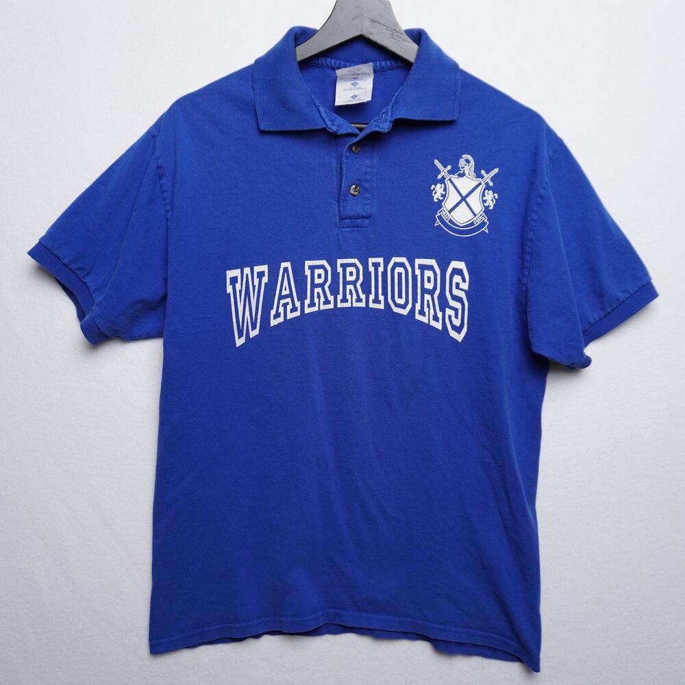 Preppy School Sports Uniform Blue Jersey Polo M